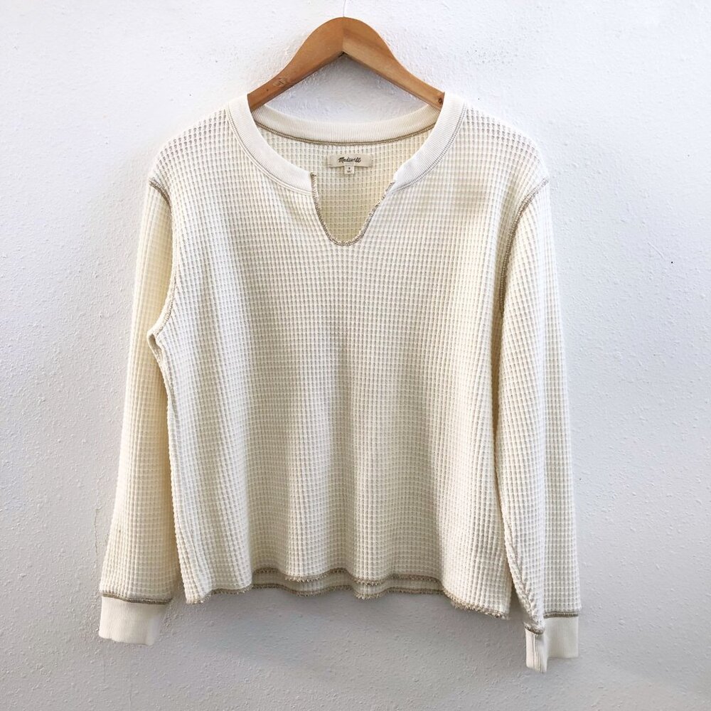 MADEWELL Waffle Split-Neck Crop Tee Size Small - Picture 2 of 10